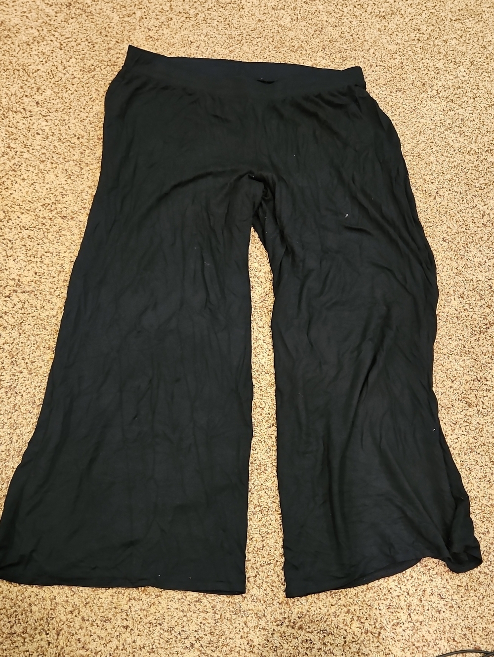Black Wide-Leg Womens Lounge/pajama Pants
